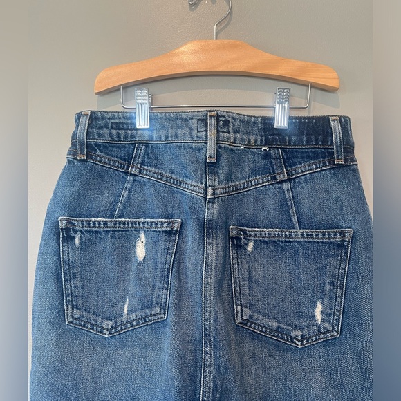 AGOLDE “amie” heavy distressed denim pencil skirt button fly zip front like new - Picture 9 of 9
